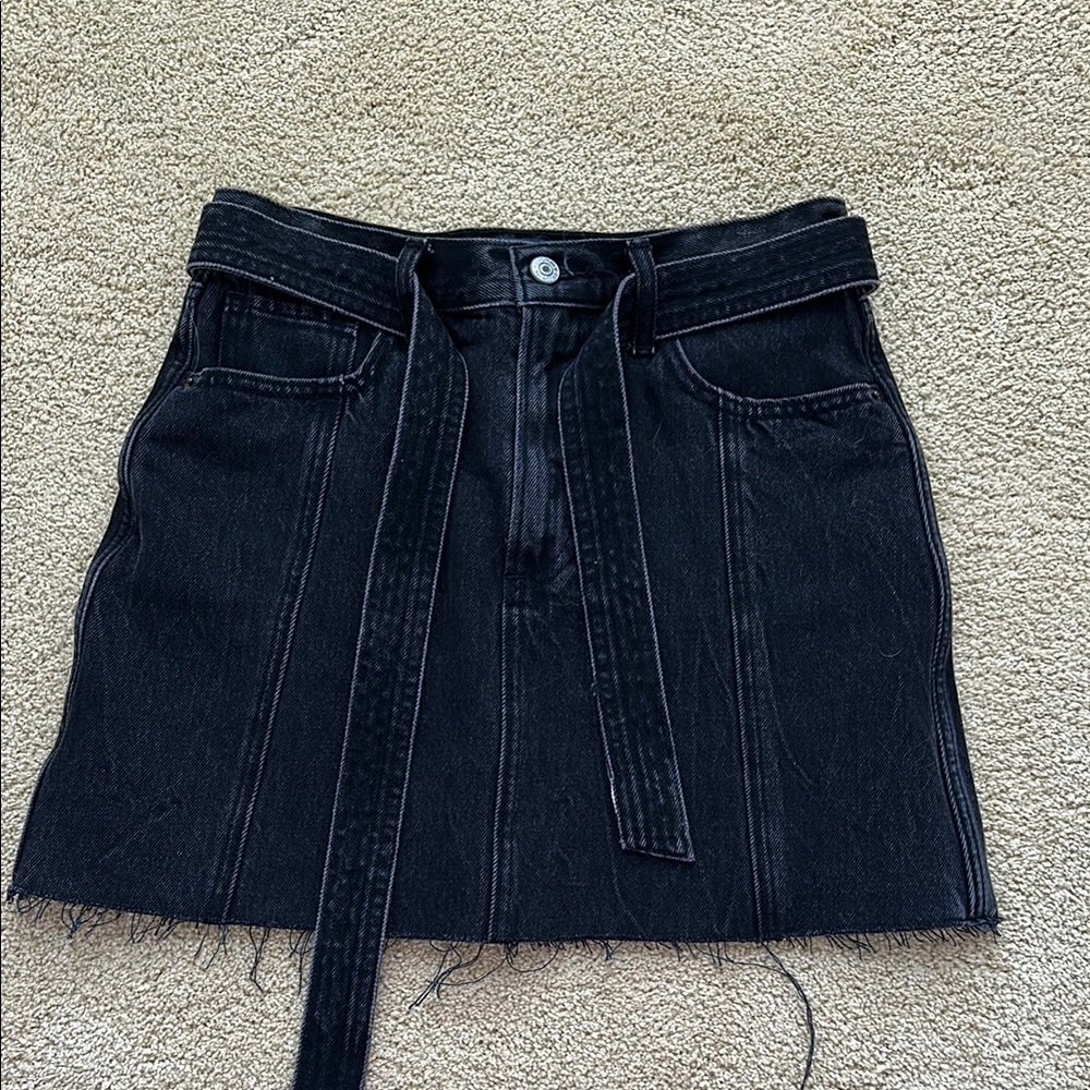 Abercrombie & Fitch Blue Mini Pencil Skirt with Tie Front